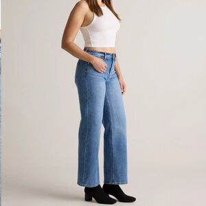 Quince Bella Stretch Relaxed Straight Jeans size 27 NWT 28” inseam Atlantic Blue